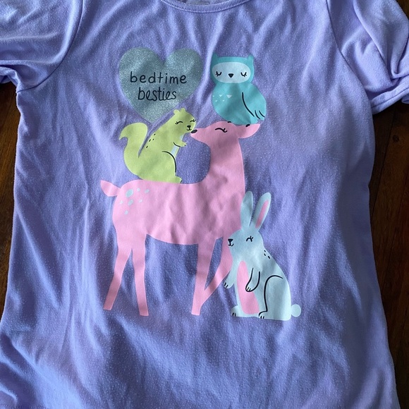 Girl’s 12 sleepset, deer, squirrel, bunny, and owl, long sleeve pants and top - Picture 4 of 5